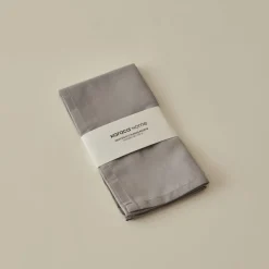 Online Home Belle 2-Piece Fabric Napkin, 40x40cm, Grey Napkin Rings