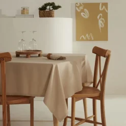 Discount Home Belle Tablecloth, 140x200cm, Beige Tablecloths