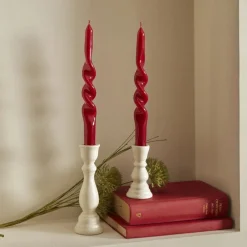 New Home Burgulu 2-Piece Candle, 24cm, Red Candles