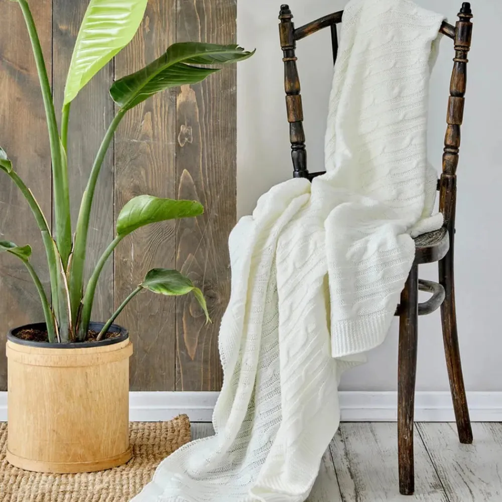 Sale Home Cable Knit Throw, 130cmx170cm, Color Throws & Blankets