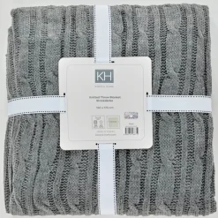 New Home Cable Knit Throw, 130cmx170cm, Grey Throws & Blankets