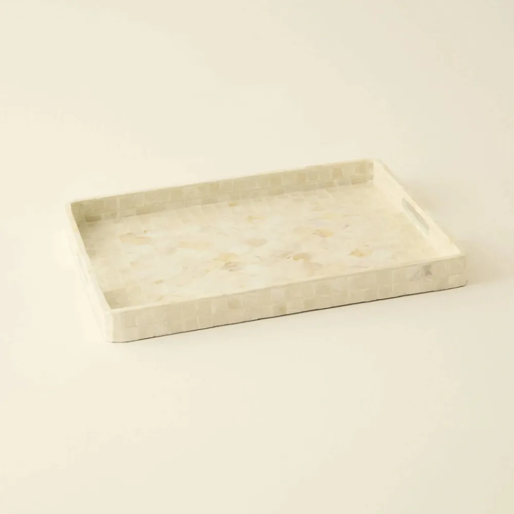 Discount Carrie Decorative Tray, 39cm, Beige Trays