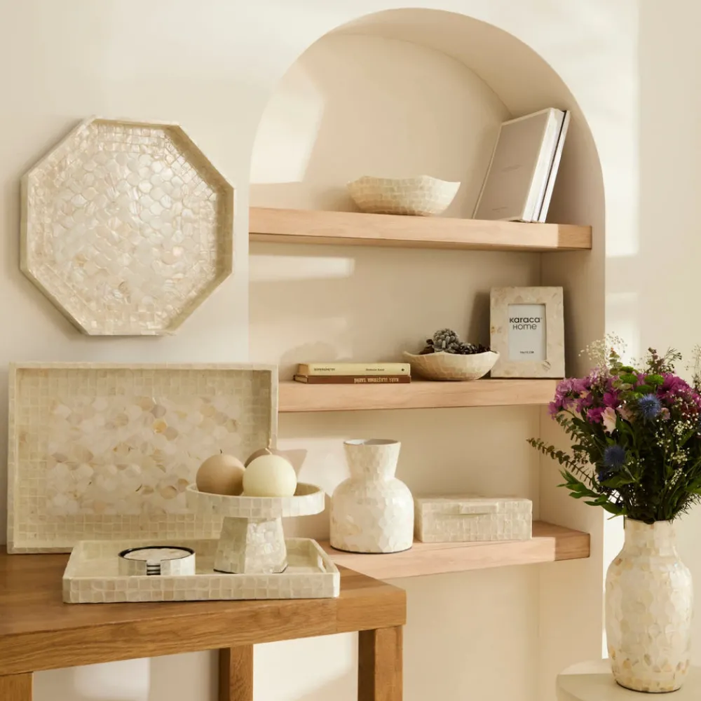 Discount Carrie Decorative Tray, 39cm, Beige Trays