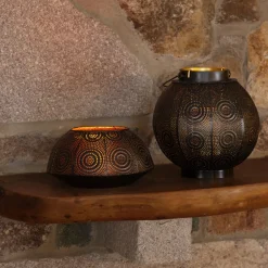 Home Casablanca Decorative Lantern, 21cmx21cm, Black Gold Ornaments