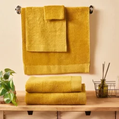 Clearance Home Chandler Modal 100% Turkish Cotton Towel Set, Mustard Towel Sets