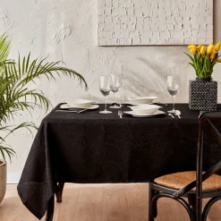Online Home Chesney Tablecloth, 145cmx200cm, Black Tablecloths