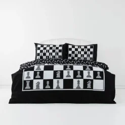 Clearance Home Chess 100% Turkish Cotton Duvet Cover Set, Double, Multi Duvet Cover Sets