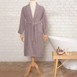 Outlet Home Daily Soft 100% Turkish Cotton Bathrobe, L/XL, Grey Bathrobes