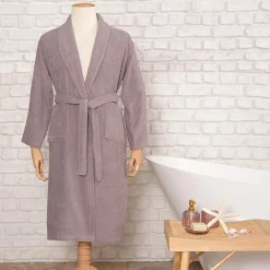 Outlet Home Daily Soft 100% Turkish Cotton Bathrobe, L/XL, Grey Bathrobes