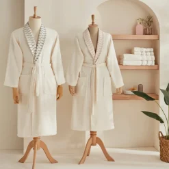 Sale Home Dena 5-Piece 100% Turkish Cotton Family Bathroom Set, Offwhite Bathrobes