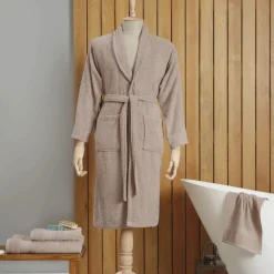 Clearance Home Dielle Recycle Bathrobe, L/XL, Beige Bathrobes