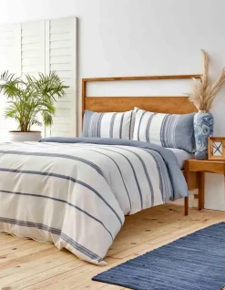 Hot Home Dobby Woven 100% Turkish Cotton Duvet Cover Set, Double, White Indigo Duvet Cover Sets