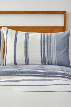Hot Home Dobby Woven 100% Turkish Cotton Duvet Cover Set, Double, White Indigo Duvet Cover Sets