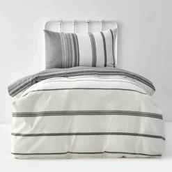 Home Dobby Woven 100% Turkish Cotton Duvet Cover Set, Single, Black White Duvet Cover Sets