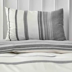 Home Dobby Woven 100% Turkish Cotton Duvet Cover Set, Single, Black White Duvet Cover Sets