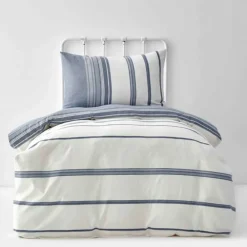 Hot Home Dobby Woven Duvet Cover Set, Single, White Indigo Duvet Cover Sets