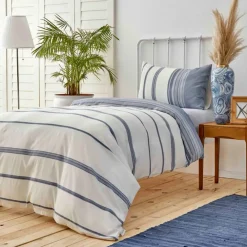 Hot Home Dobby Woven Duvet Cover Set, Single, White Indigo Duvet Cover Sets