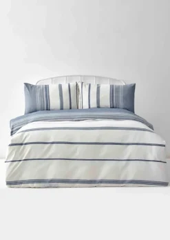 Discount Home Dobby Woven Duvet Cover Set, Super King, White Indigo Duvet Cover Sets