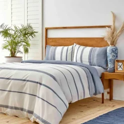 Discount Home Dobby Woven Duvet Cover Set, Super King, White Indigo Duvet Cover Sets