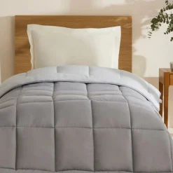 Outlet Home Double Face Duvet Cover, 155x220cm, Anthratice-Grey Duvet Cover Sets