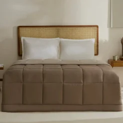 New Home Double Face Duvet Cover, 200x200cm, Beige-Mocha Duvet Cover Sets