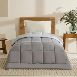 Outlet Home Double Face Duvet Cover, 135x200cm, Anthratice-Grey Duvet Cover Sets