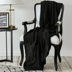 Outlet Home Double Seed Stitch Throw, 130cmx170cm, Dark Grey Throws & Blankets