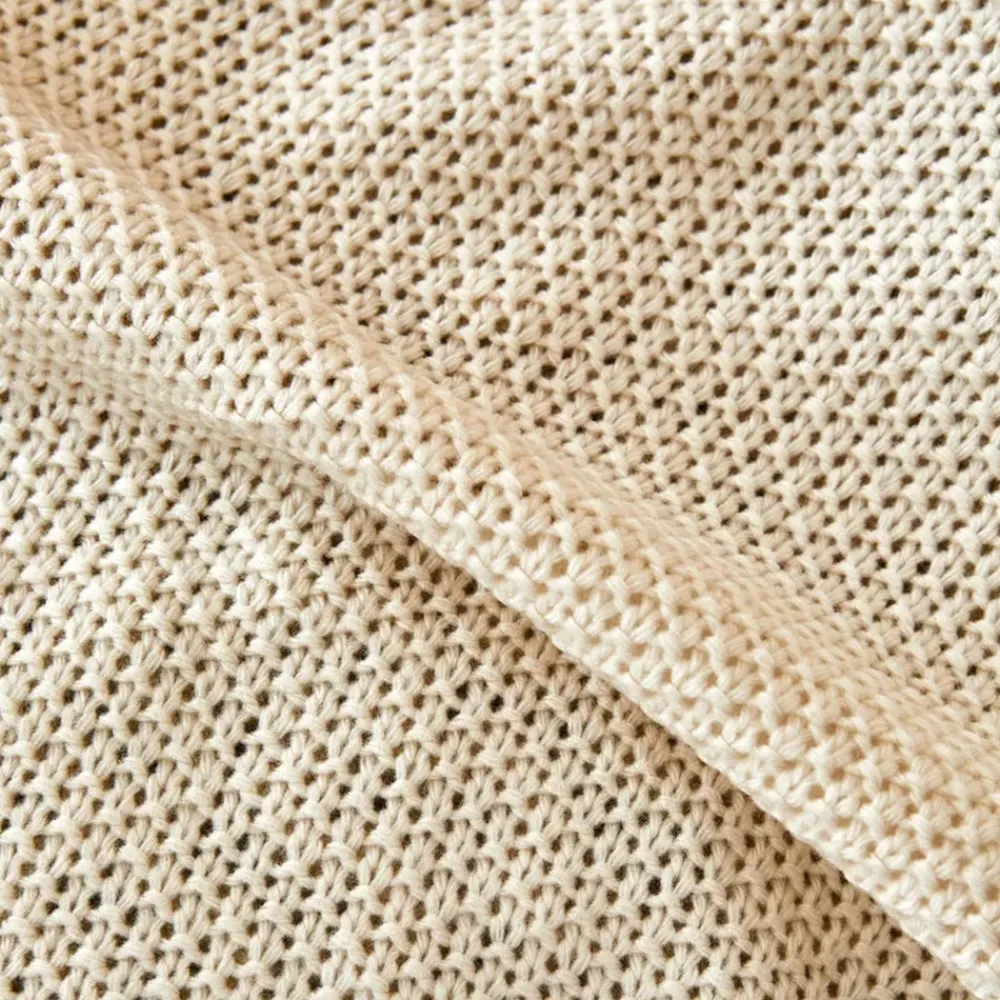 Best Home Double Seed Stitch Throw, 130cmx170cm, Stone Color Throws & Blankets