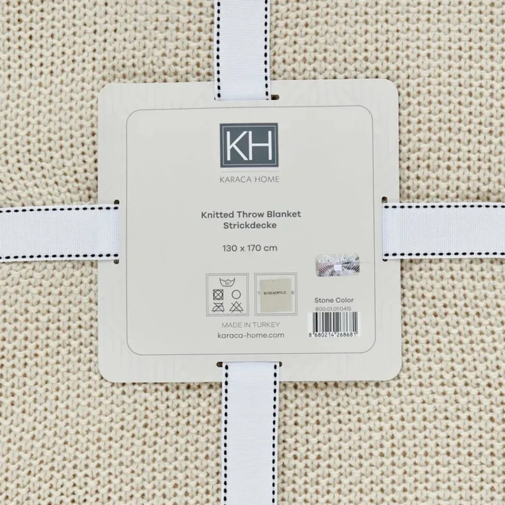 Best Home Double Seed Stitch Throw, 130cmx170cm, Stone Color Throws & Blankets