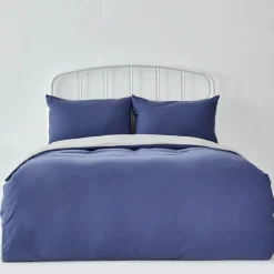 Online Home Duvet Cover Set, Double, Navy Blue Grey Duvet Cover Sets