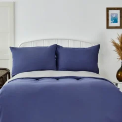 Online Home Duvet Cover Set, Double, Navy Blue Grey Duvet Cover Sets