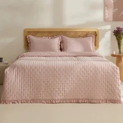 Online Home Fiona Bedspread Set, Double, Powder Pink Bedspreads