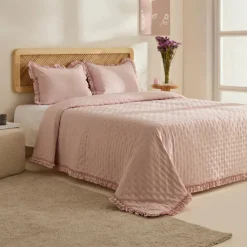 Online Home Fiona Bedspread Set, Double, Powder Pink Bedspreads