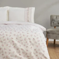 Discount Home Glen 100% Turkish Cotton Duvet Cover Set, Double, Pink Duvet Cover Sets