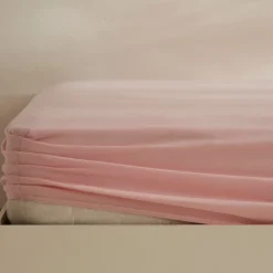 Online Home Jersey 100% Turkish Cotton Fitted Sheet, 160x200+30cm, Dusty Pink Bed Sheets