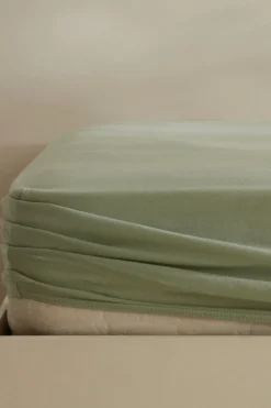Clearance Home Jersey 100% Turkish Cotton Fitted Sheet, 100x200+30cm, Mint Bed Sheets