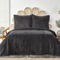 New Home Joena Soft Bedspread Set, Double, Black Bedspreads