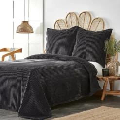 New Home Joena Soft Bedspread Set, Double, Black Bedspreads