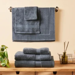 New Home Joey Egyptian Cotton Bath Towel, 100cmx150cm, Anthracite Towels