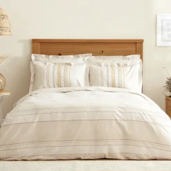 New Home Keira 100% Turkish Cotton Duvet Cover Set, Double, Beige Duvet Cover Sets