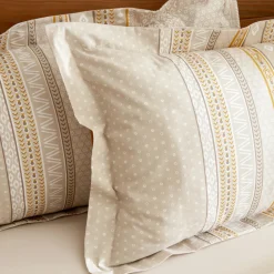 New Home Keira 100% Turkish Cotton Duvet Cover Set, Double, Beige Duvet Cover Sets