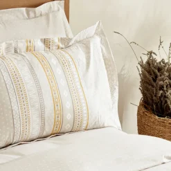 New Home Keira 100% Turkish Cotton Duvet Cover Set, Double, Beige Duvet Cover Sets