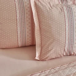 Online Home Keira Summer 100% Turkish Cotton Duvet Cover Set with Bed Sheet, Double, Salmon Duvet Cover Sets