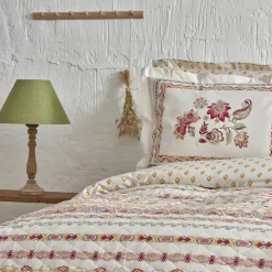 Outlet Home Keira Summer 100% Turkish Cotton Duvet Cover Set with Bed Sheet, Double, Pomegranate Flower Duvet Cover Sets