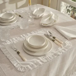 Discount Home Lalisa 2-Piece Care-Free American Placemat, 32x45cm, White Placemats