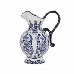 Home Lisbon Handled Vase, 18cm, White Blue Vases