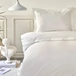 Discount Home Livia Percale 100% Turkish Cotton Embroidered Duvet Cover Set, King, White Duvet Cover Sets