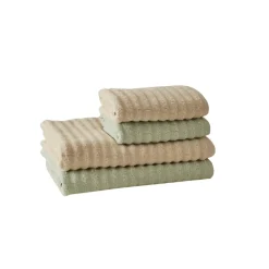 Online Home Morina 4-Piece 100% Turkish Cotton Towel Set, Mint- Beige Towel Sets