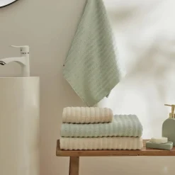 Online Home Morina 4-Piece 100% Turkish Cotton Towel Set, Mint- Beige Towel Sets