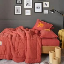 Hot Home Motto 100% Turkish Cotton Comfort Bedding Set, Double, Red Bedding Sets|Duvet Cover Sets